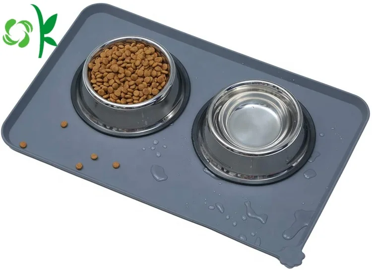OKSILICONE Pet Supply Custom Silicone Pet Food Dog Mat Non-Stick Food Pad Water Cushion Waterproof Cat Feeding Bowl  Placemat