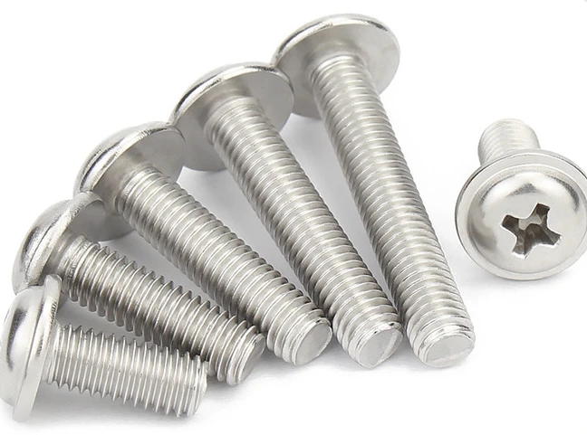 304 Stainless steel cross round head screws with washers DIN967 Cross recessed pan head bolts with meshes M2M3M4M5M6