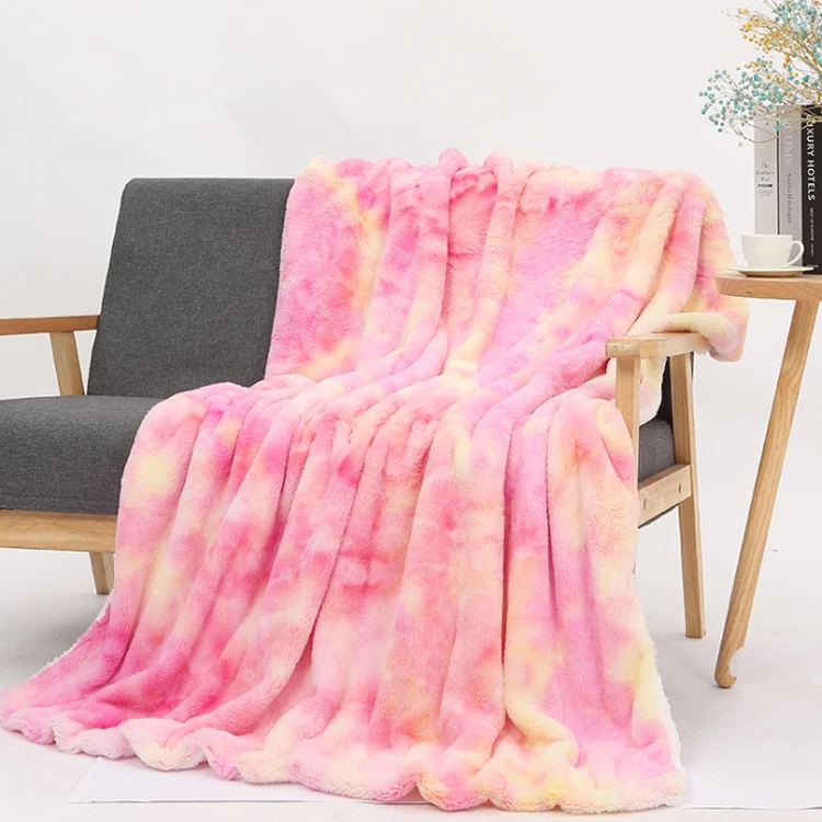 Hot Selling sofa cover tie dye double winter warm nap sherpa throw blanket