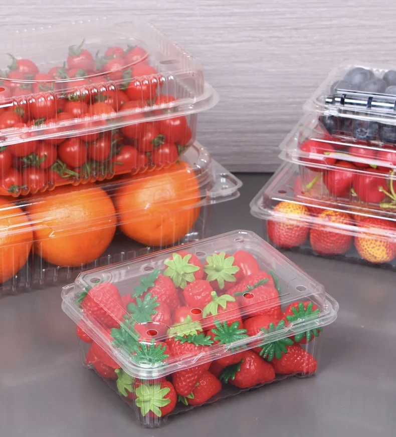 Hangzhou Shiding Disposable fruit box, transparent plastic strawberry box, packing box with lid, one-pound fruit packaging box