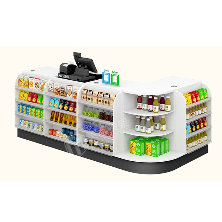 Meicheng Cash Desk Cashier Table Checkout Counter For Shop White Custom Oem Store Wooden Counter