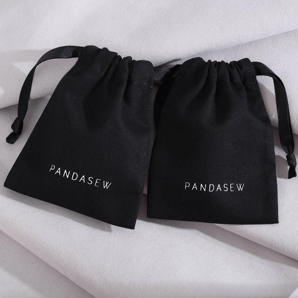  PandaSew 3x4 дюймовый черный муслиновый мешок на шнурке с индивидуальным логотипом ювелирные изделия из органического хлопка