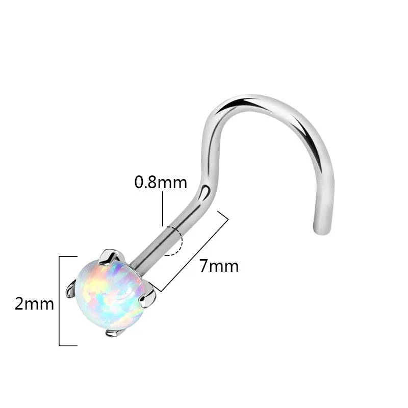 3Pcs Pack Multi Function Piercing Opal Nose Studs Pin  Rings