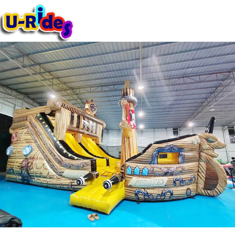 Factory Prices Inflatable Slide Big Size Children Kids Jumping Giant Giant Pirate Ship Game for Amusement Park
