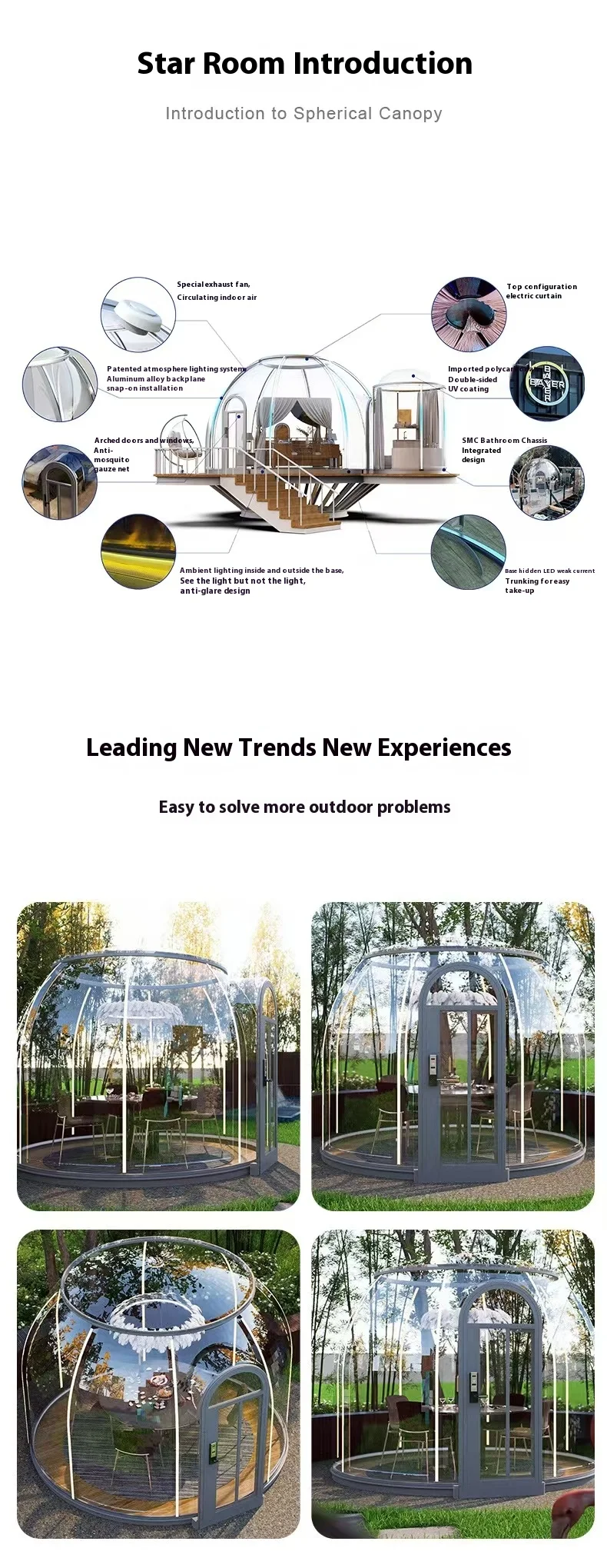 Factory Wholesale PC Dome House Transparent Hotel Activity Tent Transparent