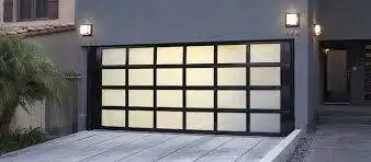 Garage door with glass aluminum frame high heat insulation black glass folding garage door