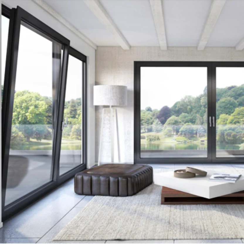 European Extremely Austere Style Aluminium Tilt Turn Window Pine Aluminium Clad Wood Windows