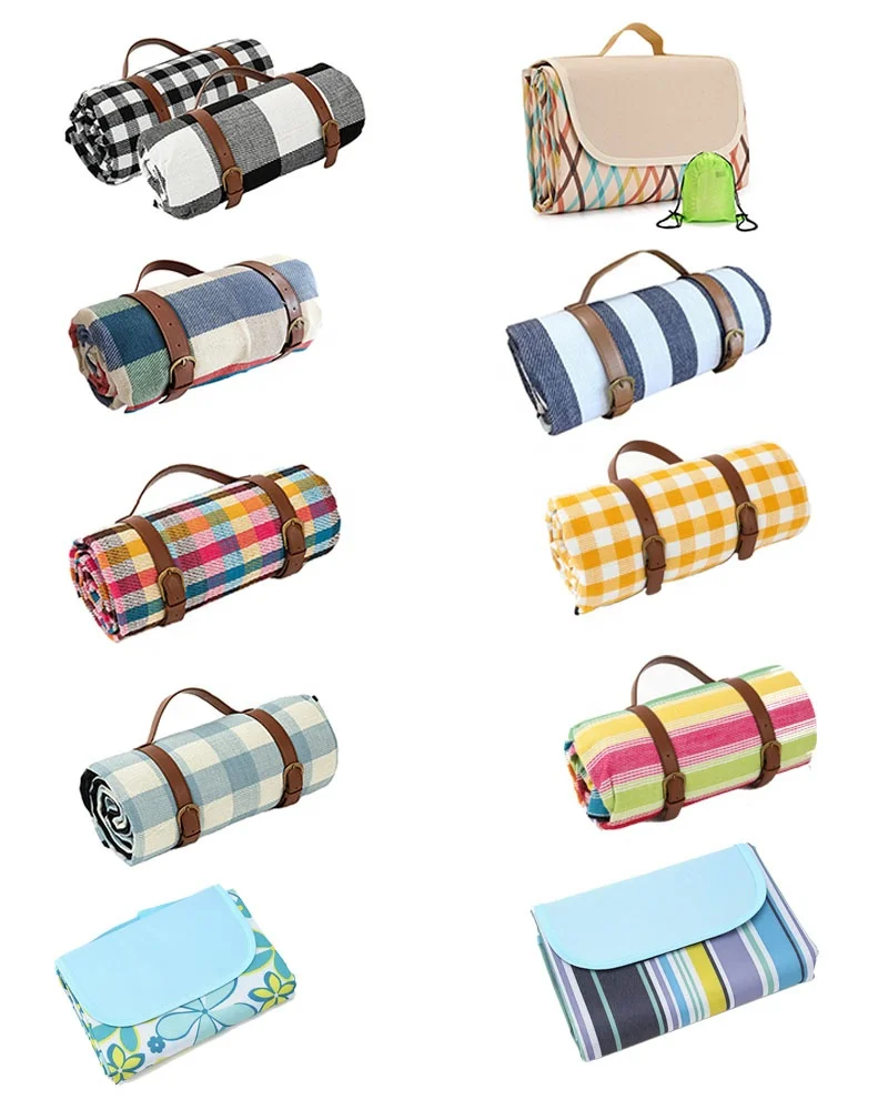 custom large thick roll up padded outside foldable waterproof picnic mat blanket for outdoor picknick beach