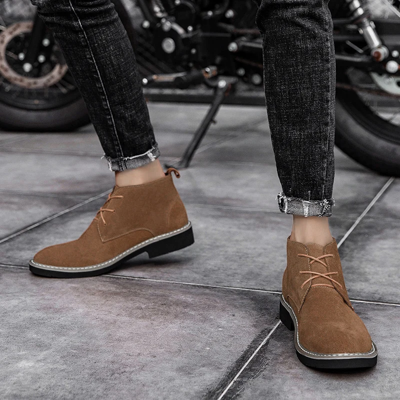 Large size 37-46 inner heightening elevator genuine leather Chelsea boots for men