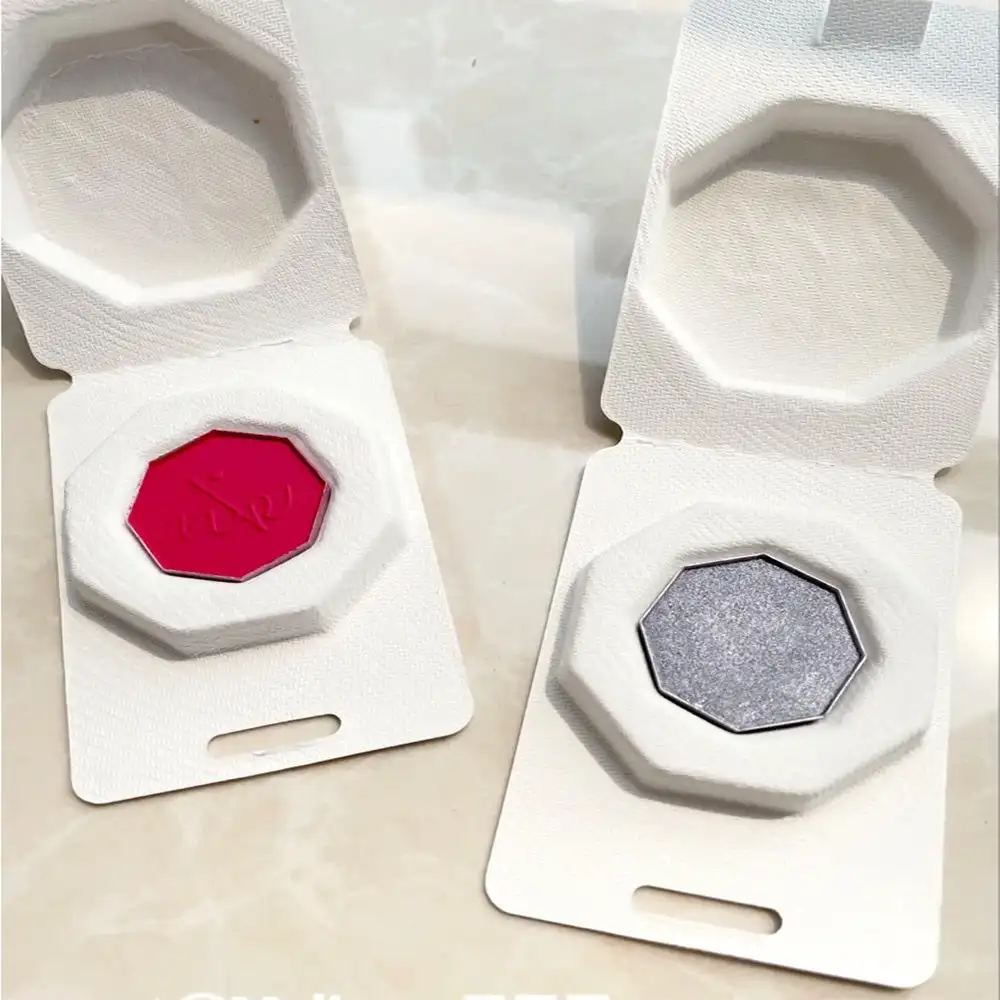 Sustainable Organic Empty Eco Friedly Eyeshadow Envelop Palette Paper Pulp Biodegradable Makeup Single Eye Shadow Pan