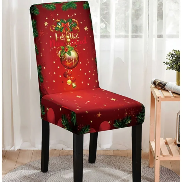 3D Digital Printed stretch chair slipcover Seat Covers polyester Santa Claus dining chair cover