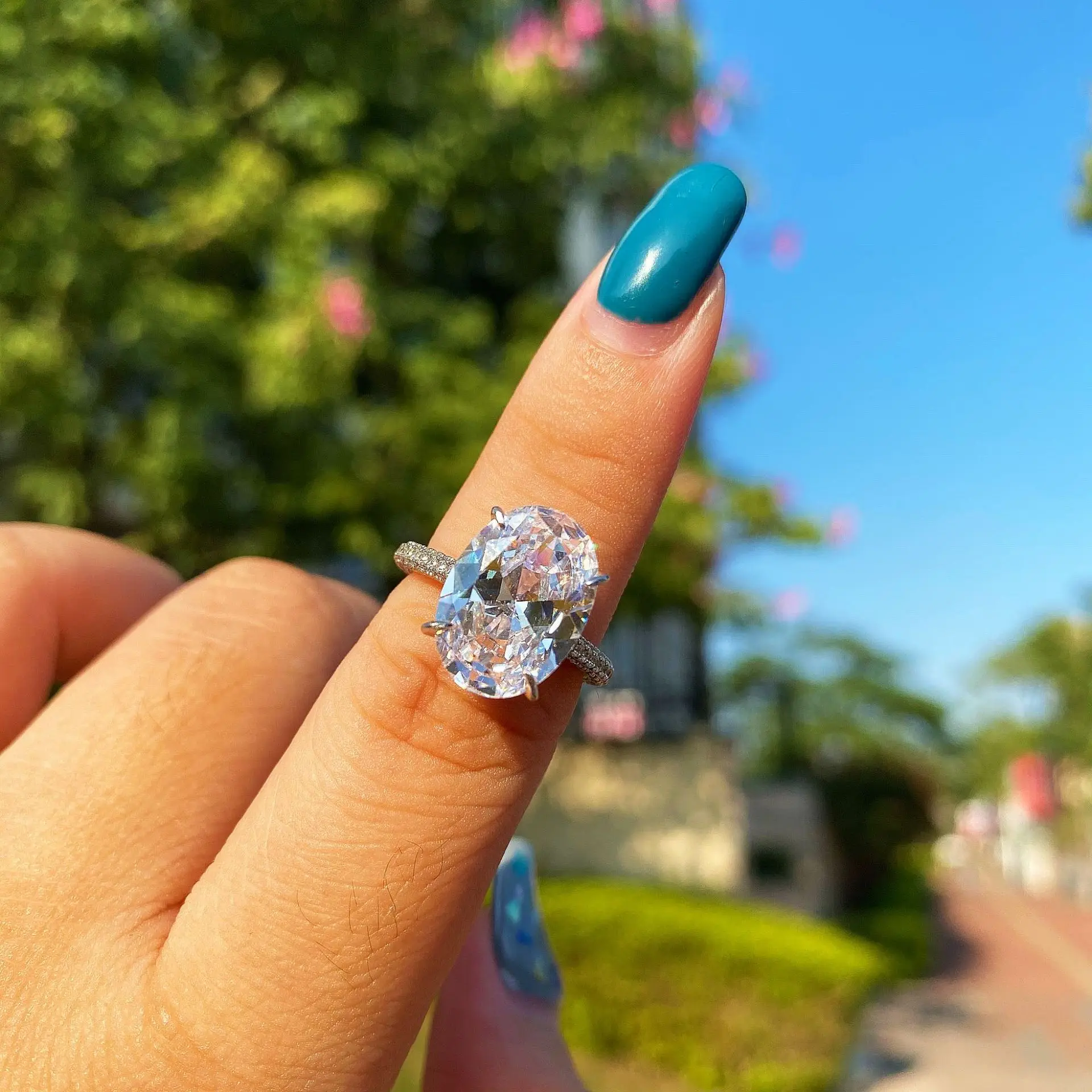 
Top Full Diamond Wedding Design Ring 925S Plated Jewelry Women Fashion 14K Plated Crystal Romantic Ring 