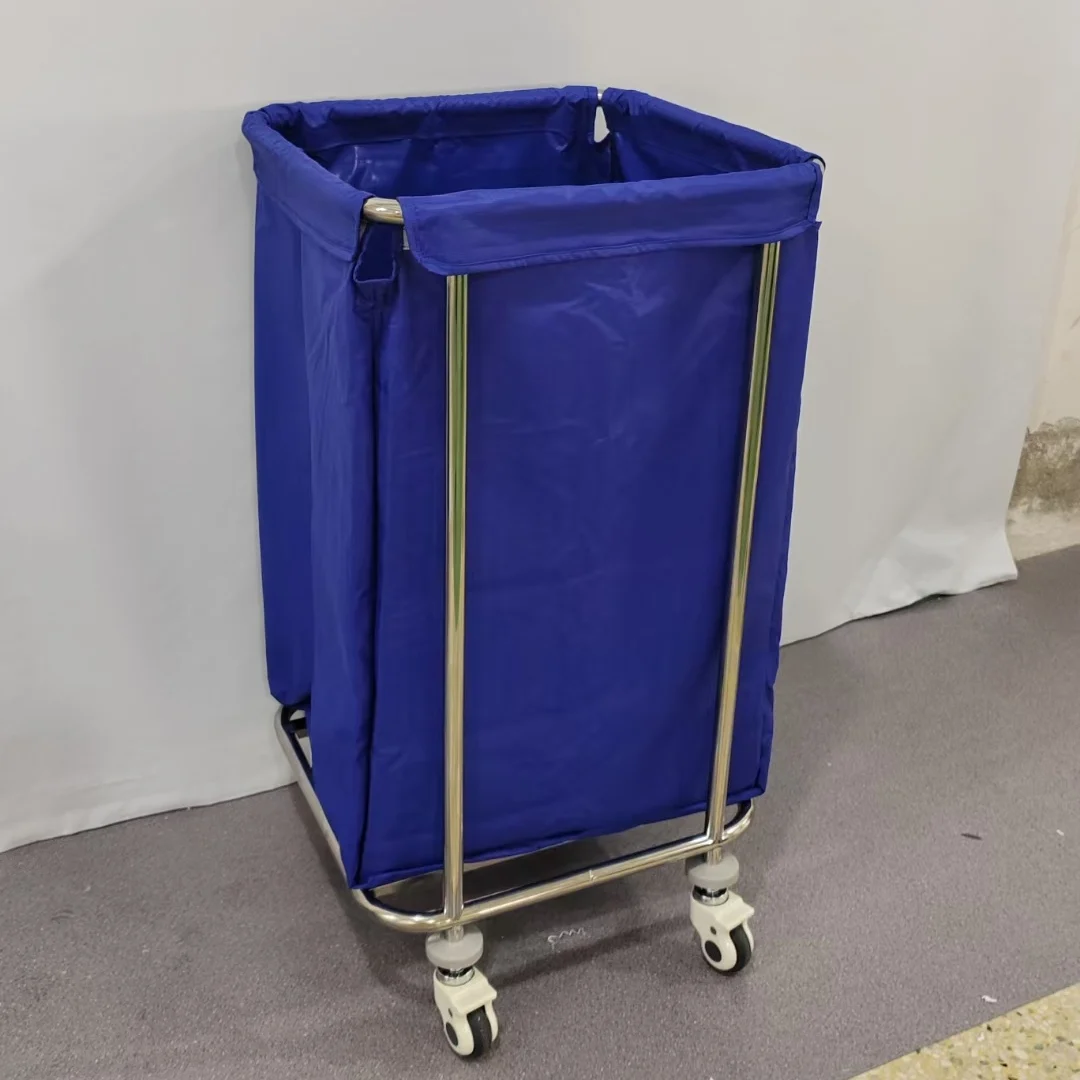 Hospital Stainless Steel Linen Medical Cart Laundry Cleaning Trolley