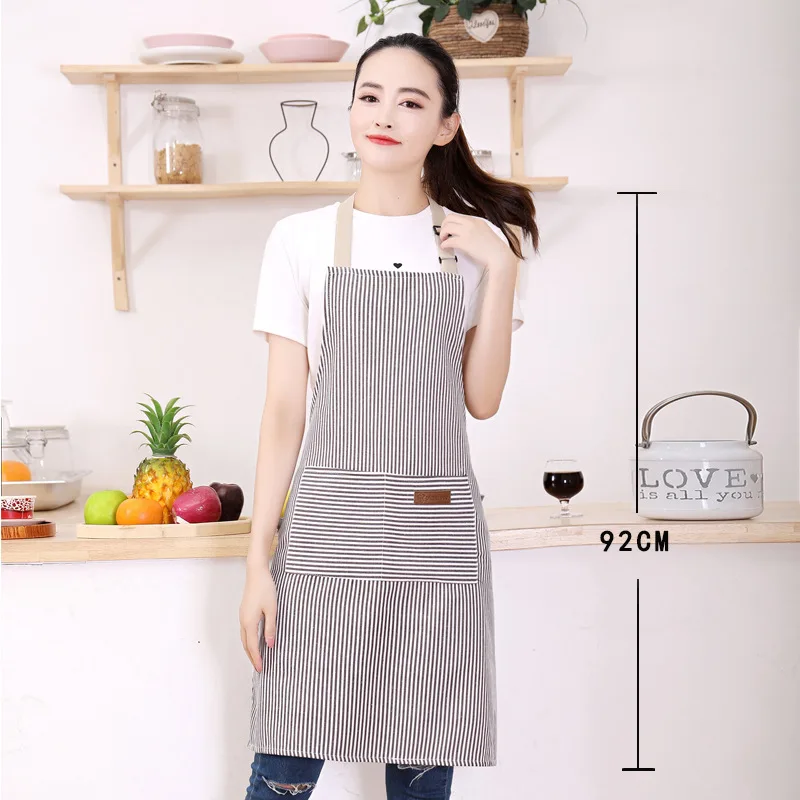 Wholesale Custom Logo unisex cooking  Vintage Ticking Stripe Pattern Red White Bakers Apron Barista Kitchen Aprons Woman