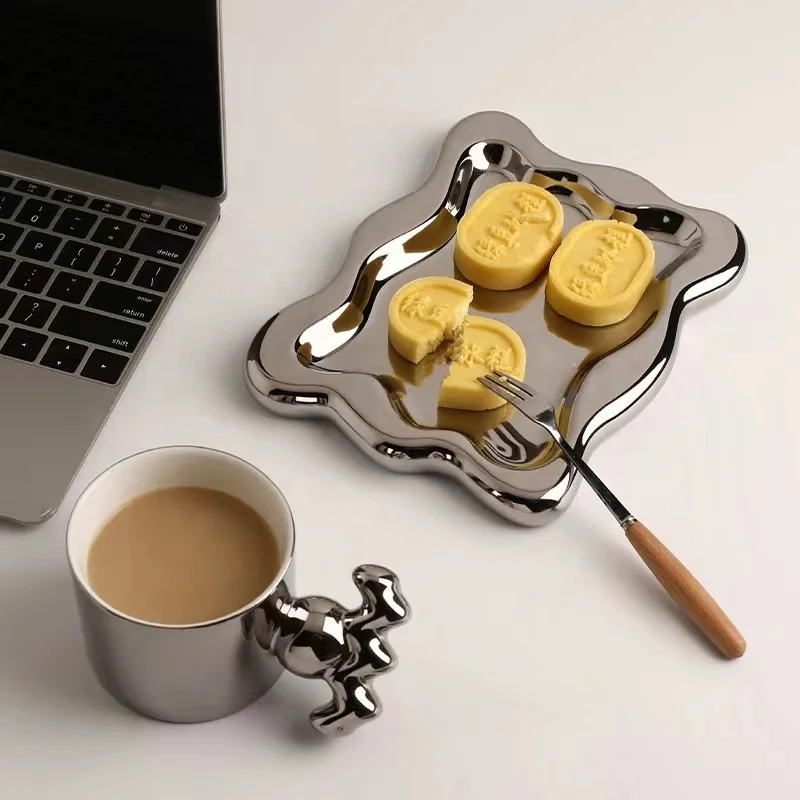 ins light luxury American ink splash square ceramic storage tray snack tray