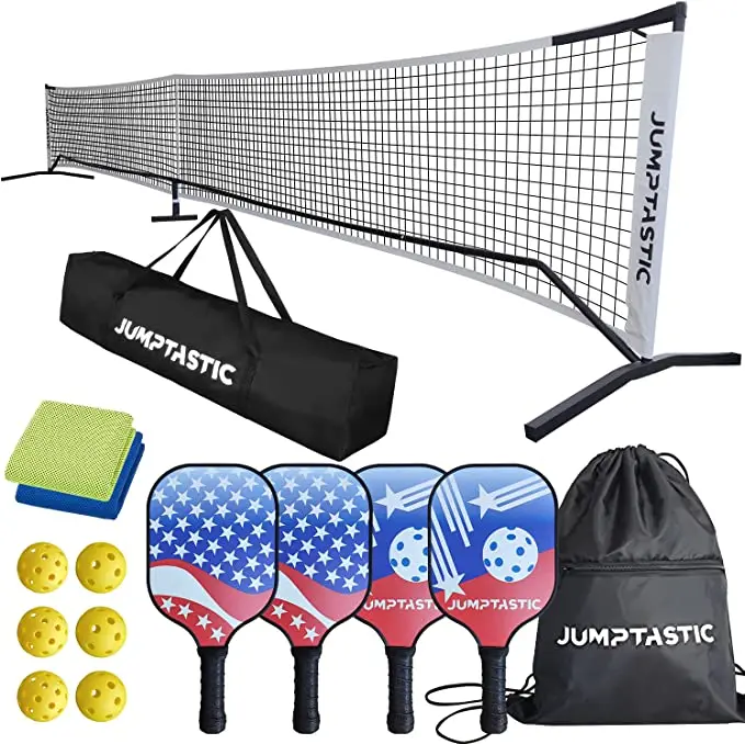 Super Value Pickle ball Set with Net 6 balls, 4 unit paddles Anti-Rust Frame  and Portable carry bag