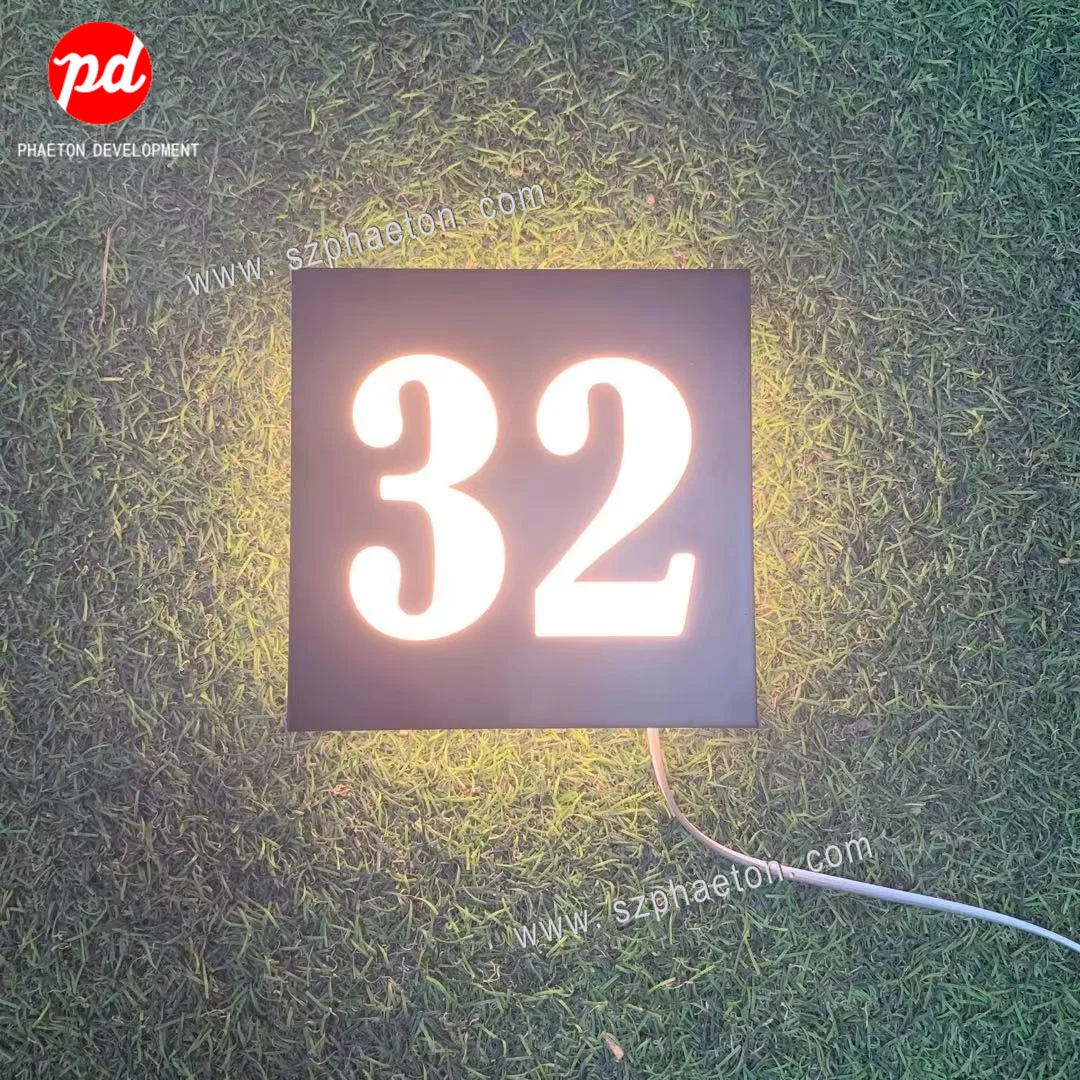 Custom Hollow Out Laser Cutting Metal 3D Illuminated Door Number Plates and Led House Number Sign with Backlit