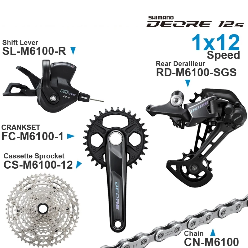 Велосипедный переключатель передач SHIMANO DEORE M6100 m6000 Задняя кассета звездочек цепи комплект кривошипников кронштейн 1x12 Скоростей детали для горного