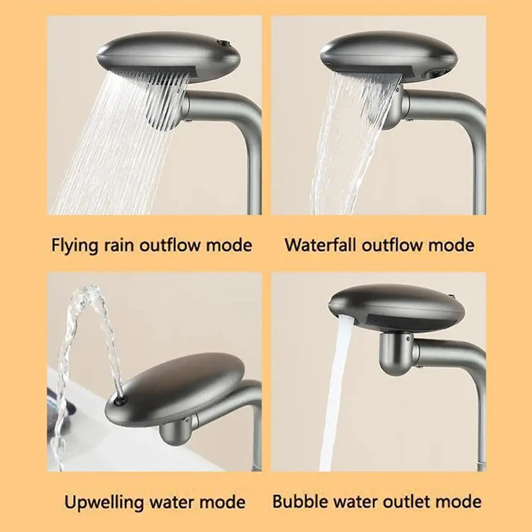 Newest Design Gun Gray Deck Mounted Bathroom Hot Cold Water Faucet Waterfall Faucet Universal Mixer Faucet