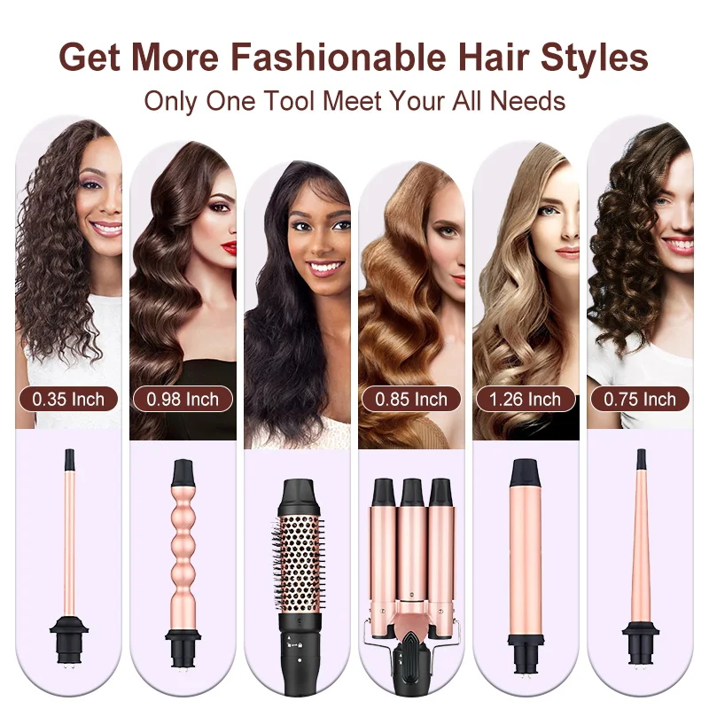 Automatic Hair Curler 6 in 1 Hair Styler Hot Curling Iron Hair Straightener Curler Iron