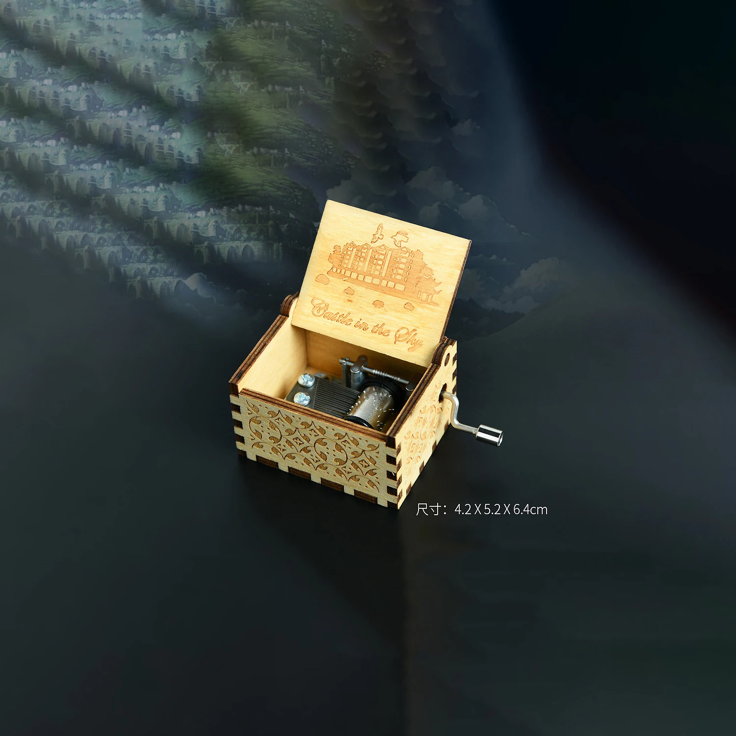 Music box sky city music box children wooden clockwork girl birthday gift girl creative building block ornament