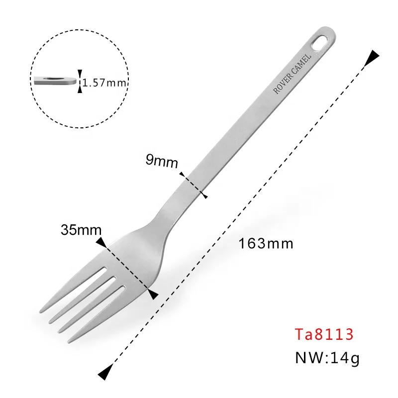 Outdoor camping kitchen Titanium Tableware Camping Spoon Fork with Customized Logo two-piece Titanium Cutlery