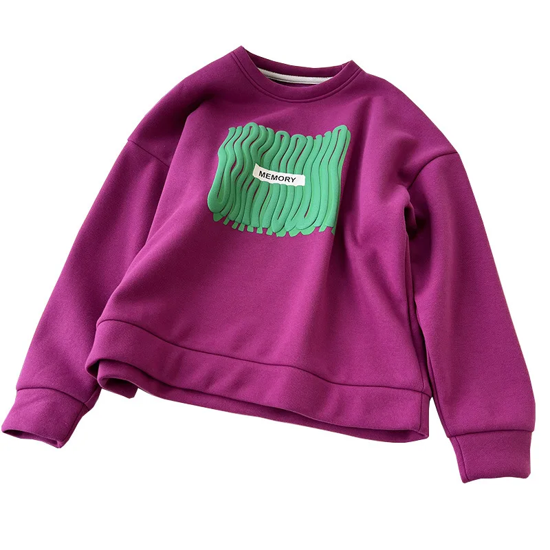 Custom high quality fashion trend foreign stereoscopic foam wave pattern letter print loose and velvet hoodie