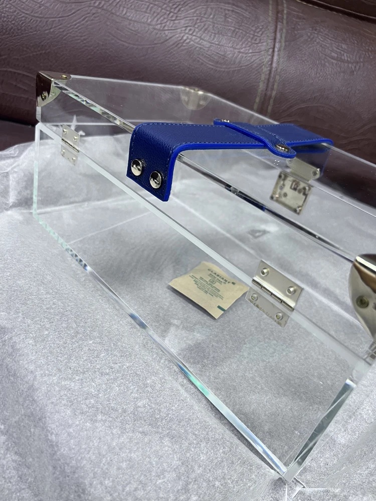 Luxury Lucite Storage Case Acrylic Favour Gift Box with leather strap bridesmaids gift box