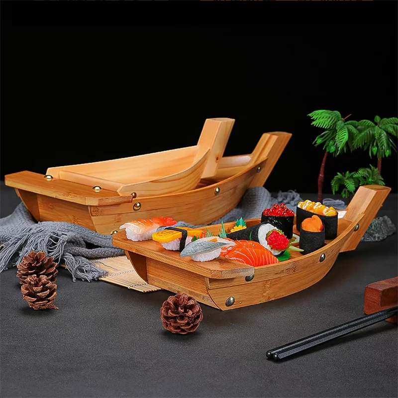 2024New Materials Japanese Serving Tray bamboo sushi boat for Sashimi Board Seafood Party