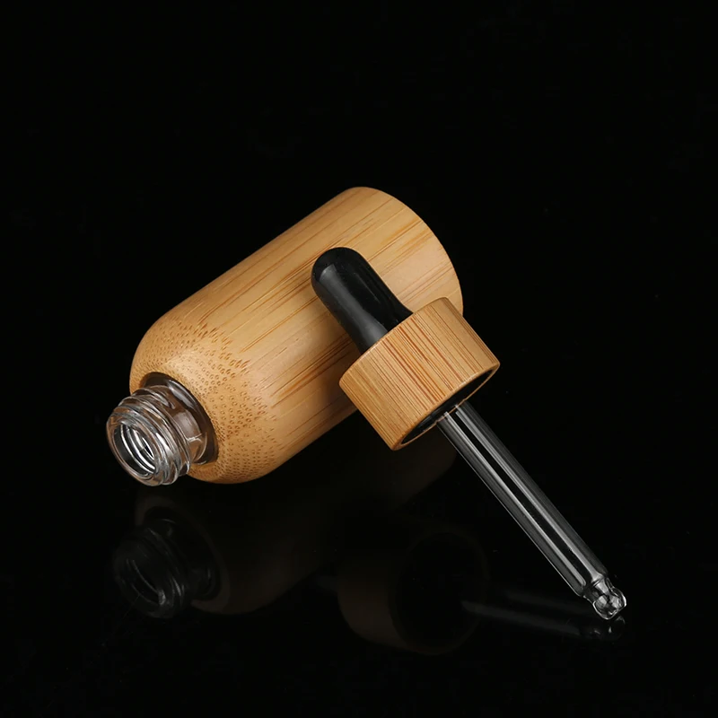 5ml 10ml 15ml 30ml 50ml 100ml Bamboo Cap Oil Dropped Glass Inner Bottle Bamboo Essential Oil Bottle with Dropper