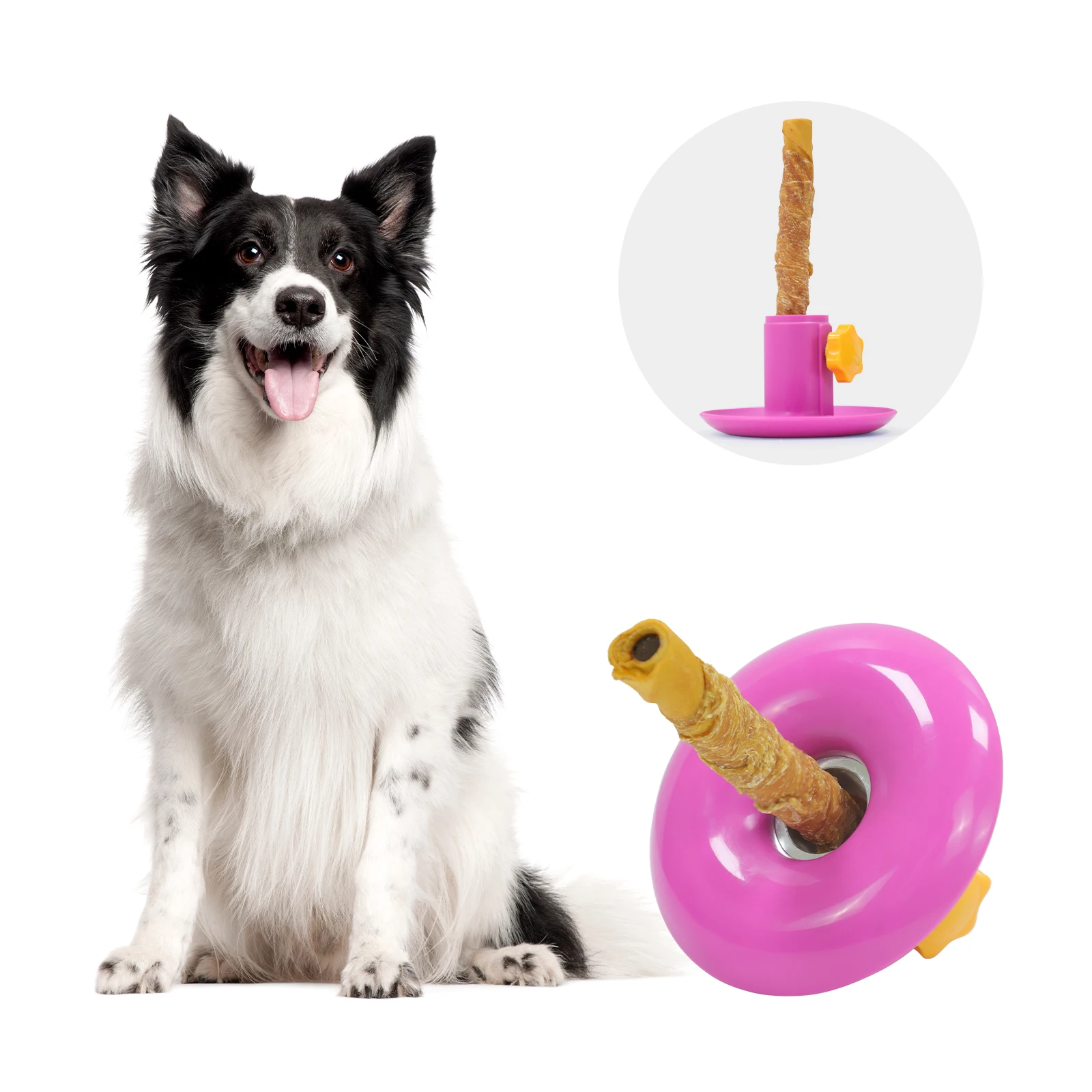 Bully Stick Bolt for Dogs Treat Holder,Help to Prevent Choking,Hold on to Last bite Purple Dog Safety Device for Noise Reduction