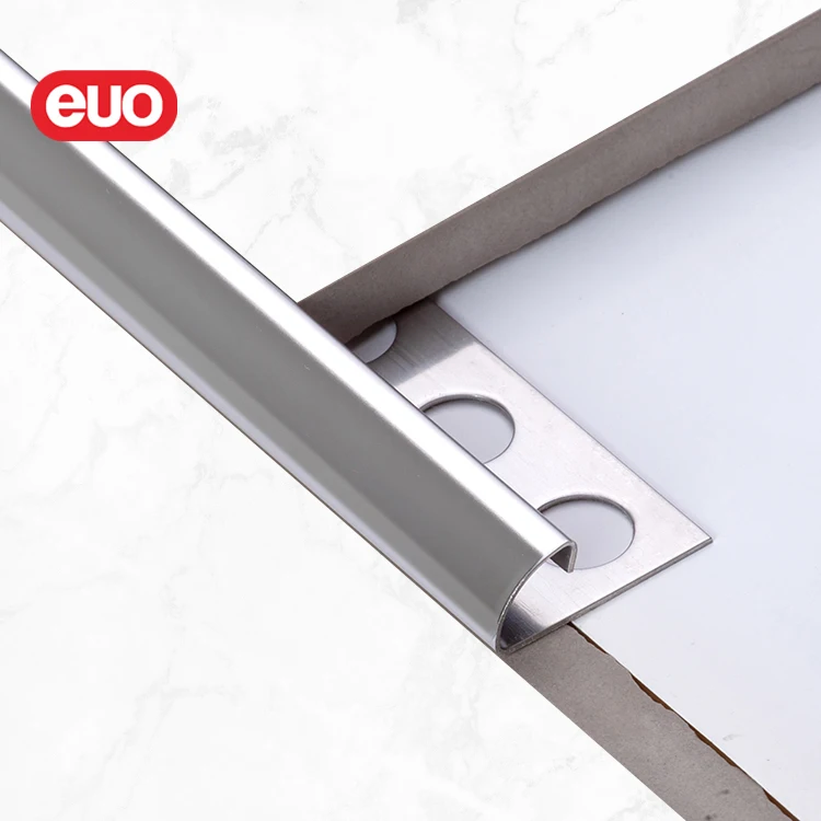 euo China Manufacture Stainless Steel Tile Trim Free Sample OEM Logo R Shape Metal Tile Profiles For Wall