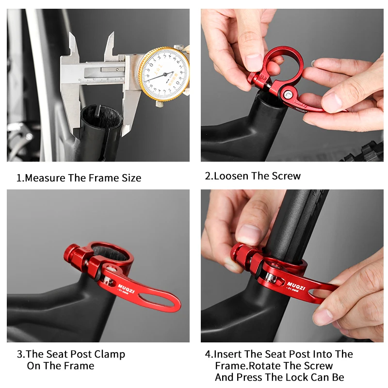 MUQZI Aluminum Quick Release Bicycle Seatpost Clamp 31.8mm 34.9mm MTB Road Bike Seat Clamp