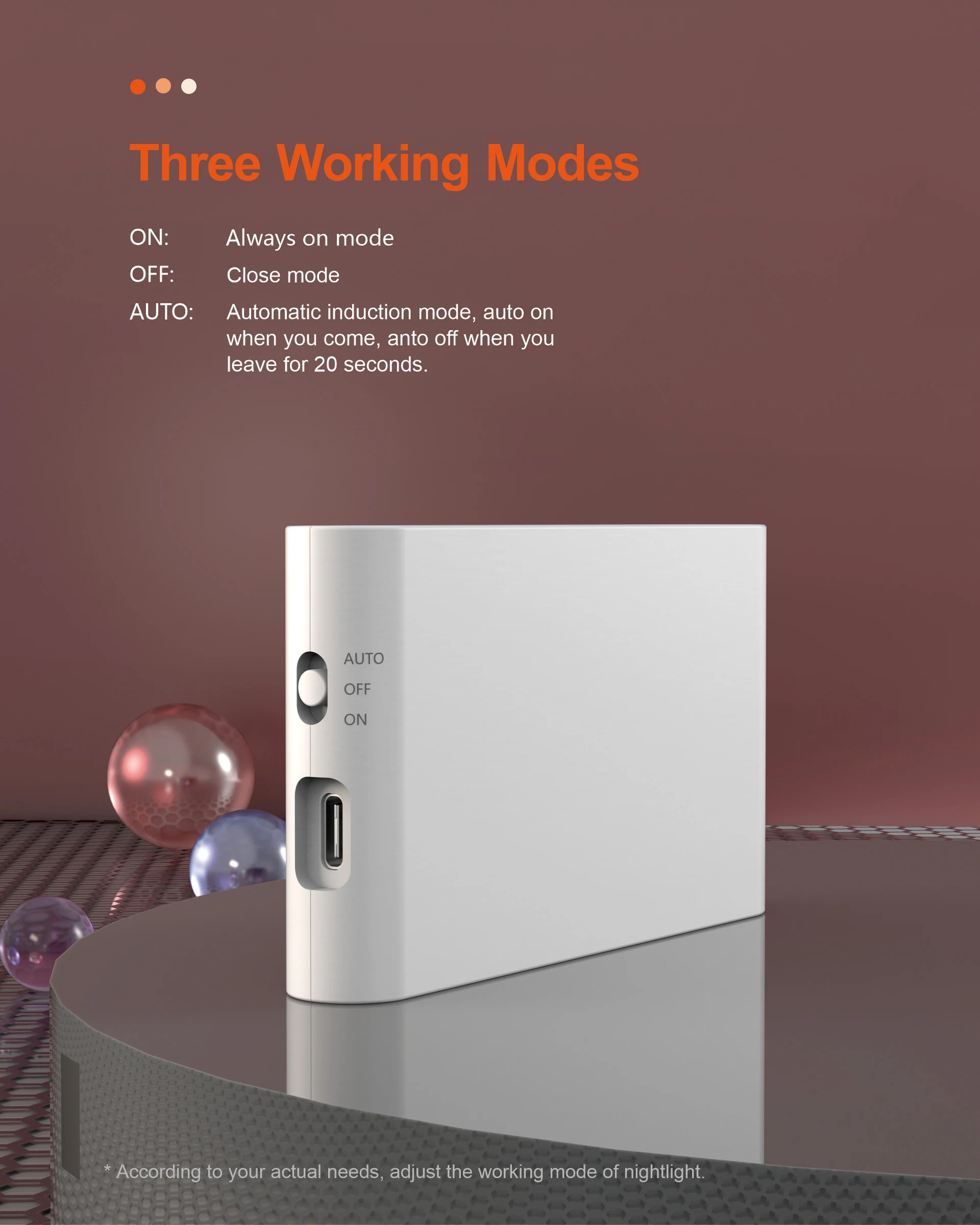 3 Modes Smart Sensing Night Light Magnetic Install Removable Induction Night Lamp For Wardrobe Stairs