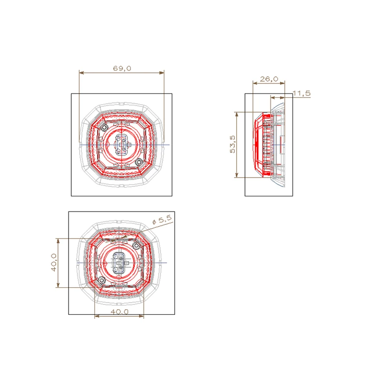 Manufacturing 2 inch square led tractor clearance trailer lights with best price