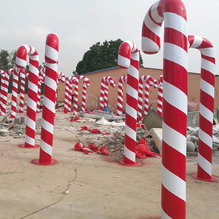 10-Foot Fiberglass Candy Cane Walking Stick Large Outdoor Christmas Decorations Painted Christmas Supplies in Box Packaging