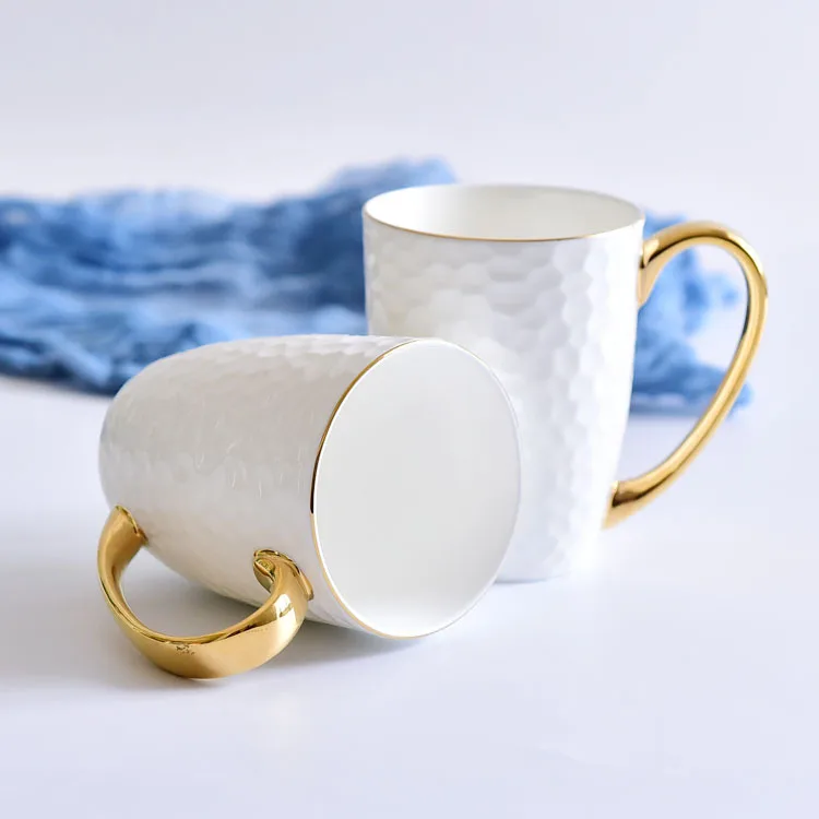 hot sell color porcelain gold handle coffee mug cup , wholesale plain white ceramic cups mugs