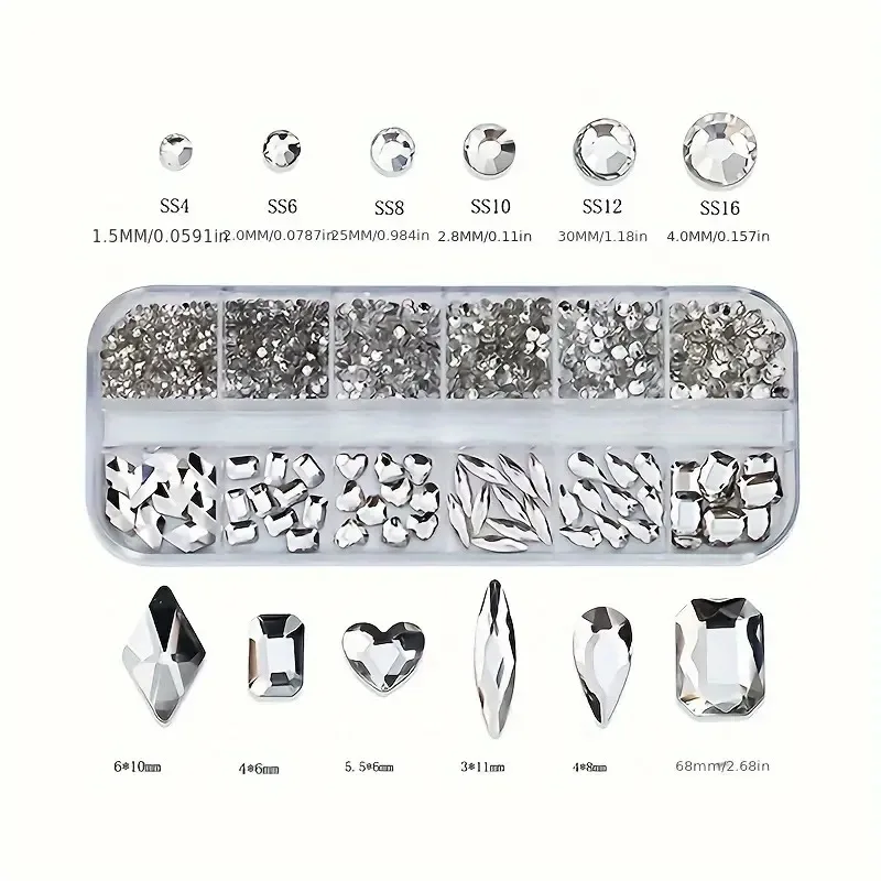 Wholesale Glass Diamonds Crystals For Nails Clear Transparent High Quality Non Hotfix Rhinestones Flat Back