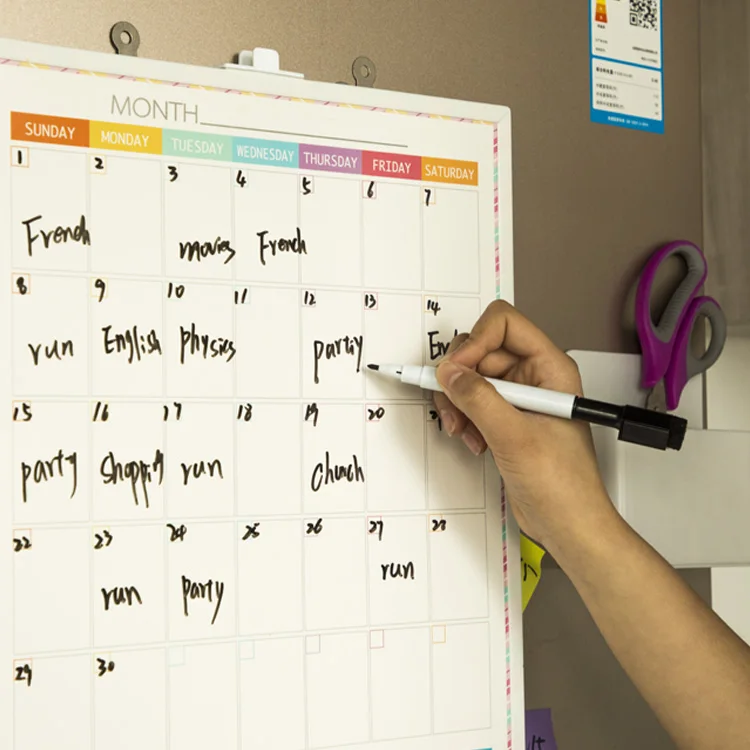 18x12 inch plastic frame  Magnetic Custom  Printing Dry Erase School White Board  Monthly Planner  with whiteboard marker