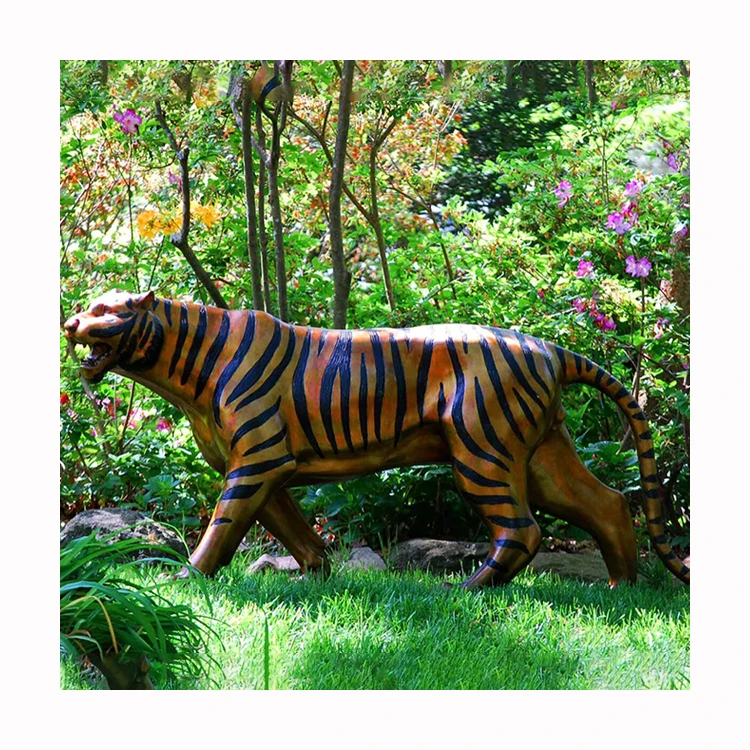 Home decoration metal animal sculpture handmade life size bronze brass tiger statues for sale
