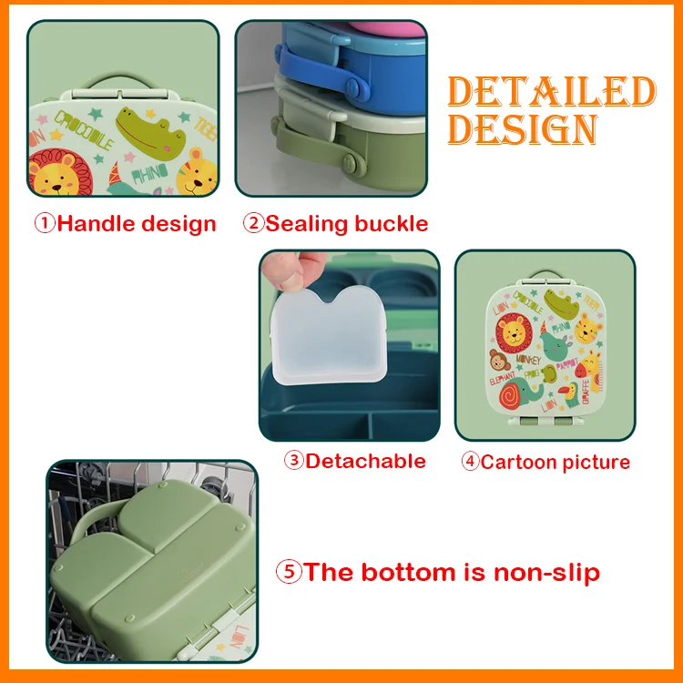 New Arrival Food Grade Material Bento Lunch Box With Cartoon Pictures For Kids