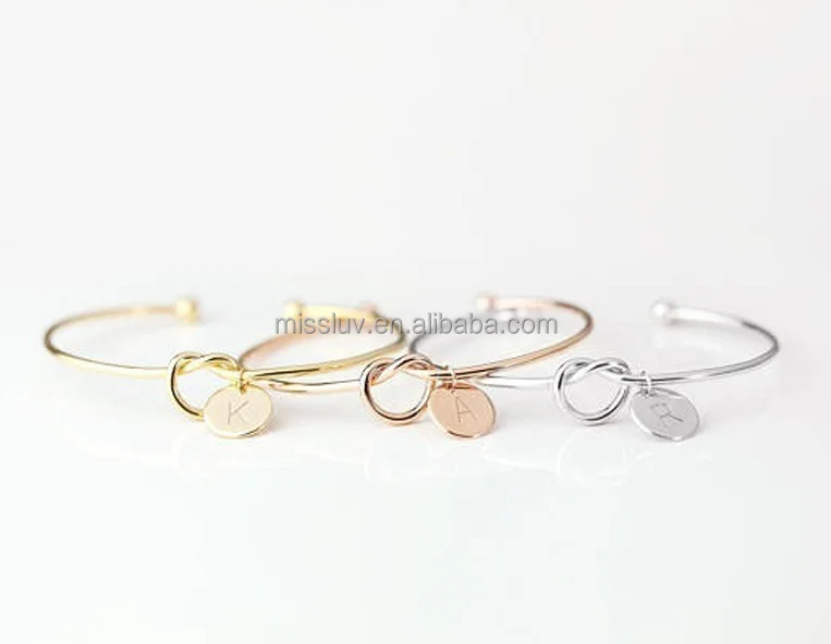 Hot initial letter charm bangle bracelets custom initial letter logo metal bracelets expandable initial bangles bracelets