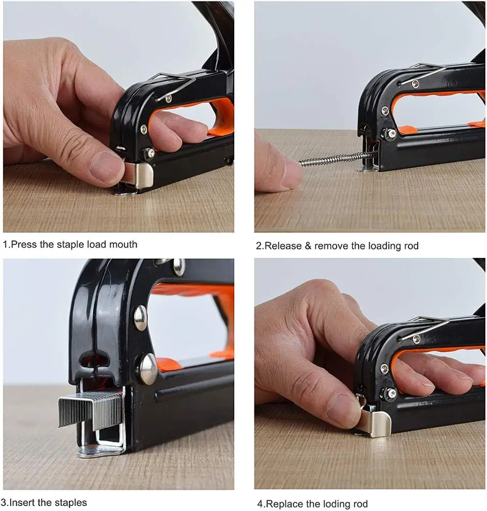 Hand Steel Brad Nail Gun, Stapler,Adjust The Firing Force with Free 200pcs Door-nails,200pcs U-nails,200pcsT-nails