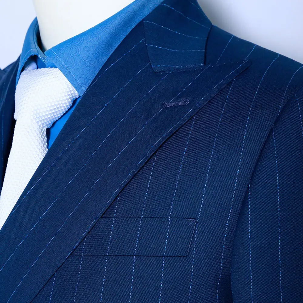 MTM made to measure  navy striped fabric hand made lapel hole italy style blazer slim suits