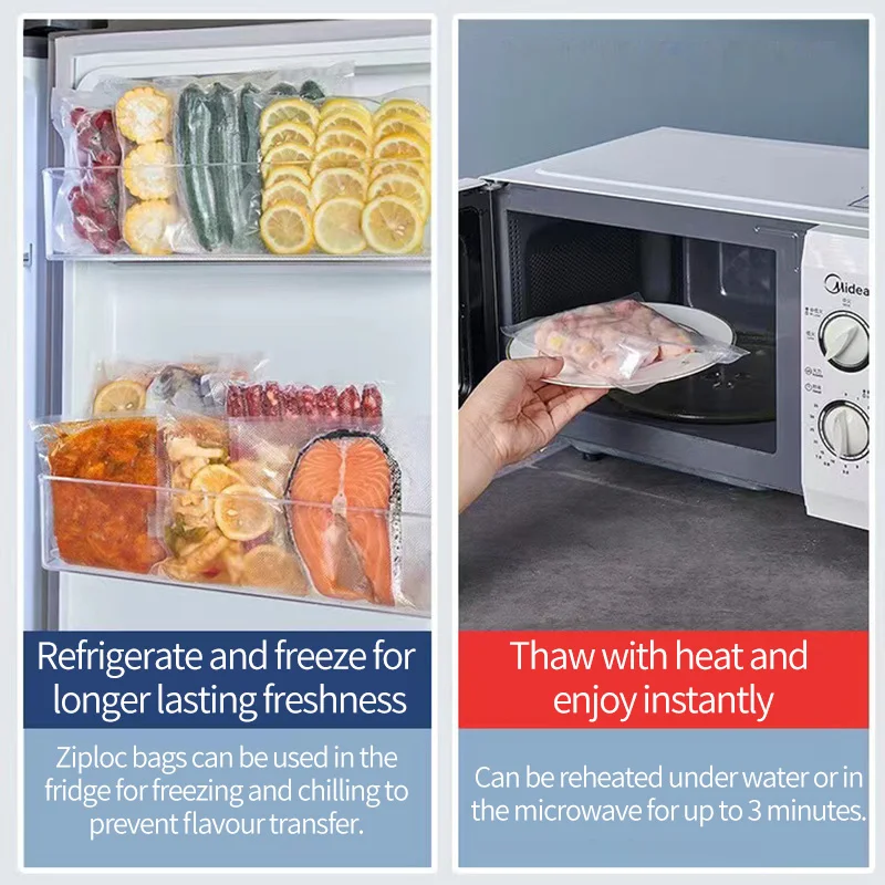 Customized Size Large Food Fruit Beef Freezer Storage Moisture-Proof Plastic PE/PA Nylon 3-side Seal Packaging Vacuum Sealer Bag