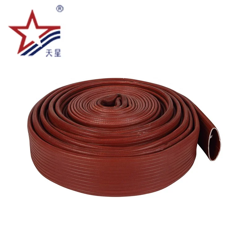 Red PVC/TPU Rubber Lay-Flat Fire Hose with Coupling/Connector Essential Equipment & Accessory for Firefighting