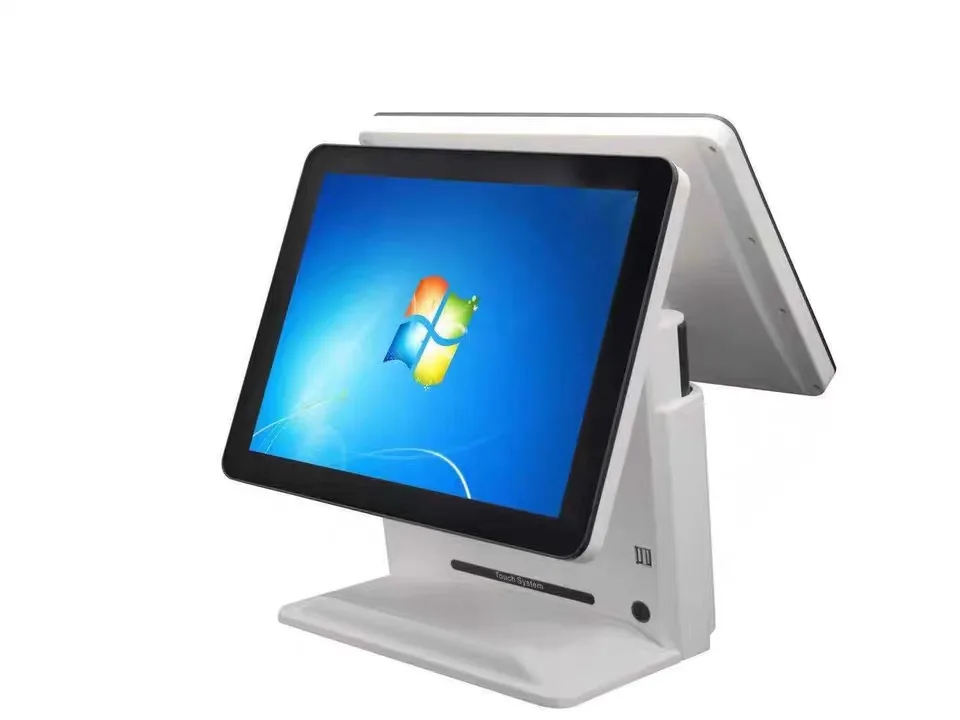 cheap window s Dual Screen Touch 15 Inch POS s All In One Pc with printer optional