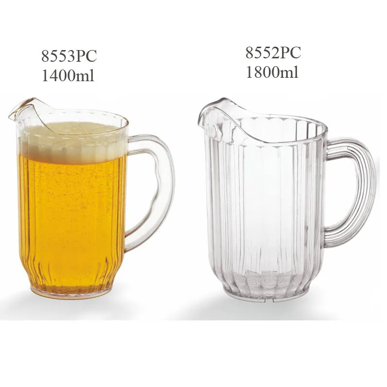 Plastic Jug Beer Bar 60oz Plastic Beer Jug  Ice Lip Unbreakable Polycarbonate 1.8L Beer Pitcher