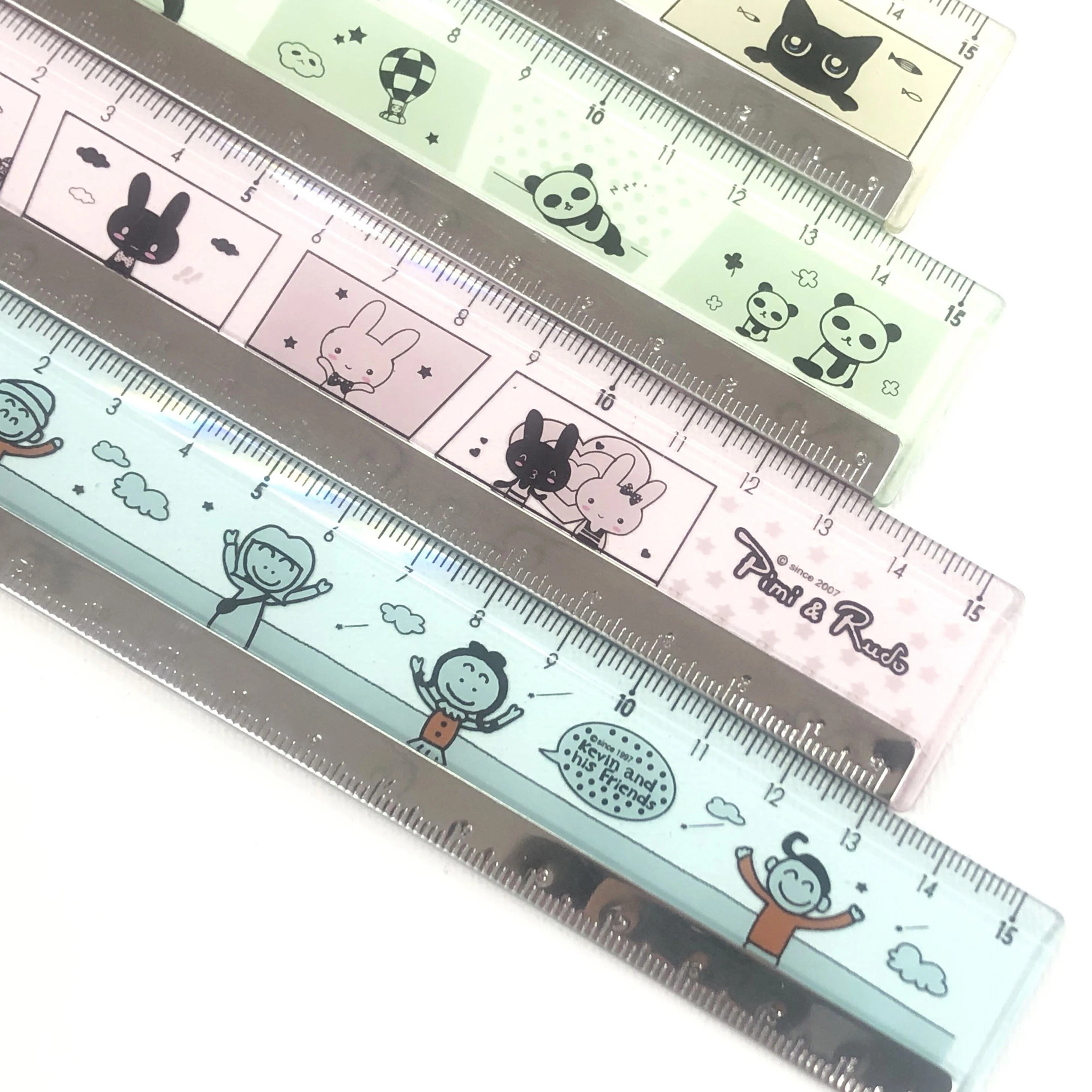 promotional creativity  double scale color cartoon print metal material scale teaching  ruler for school&office