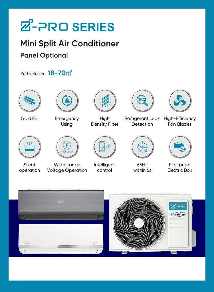 ZERO R410A 9000 12000 BTU Mini Split Air Conditioners 1.5 Ton AC Inverter 220v Wall Mounted Smart Air Conditioner